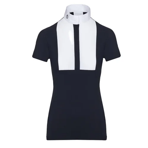 Cavalleria Toscana Embossed Stripe Shirt With Bib -Short Sleeve Relaxed Fit Short Shirt