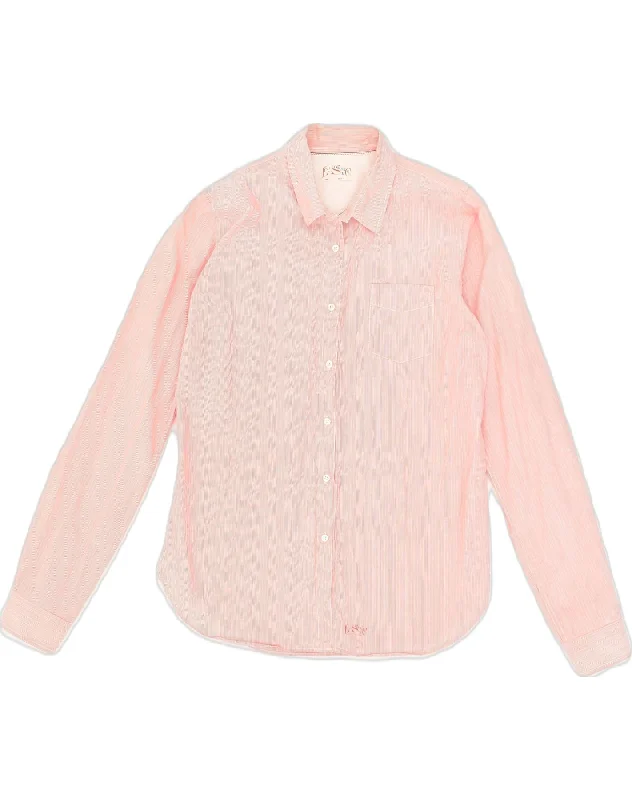 LEVI STRAUSS & CO Womens Shirt UK 16 Large Pink Pinstripe Cotton Comfortable Short Sleeve Tunic