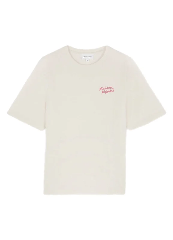 Maison Kitsune Handwriting Comfort Tee-Shirt Cozy Plain Short Sleeve