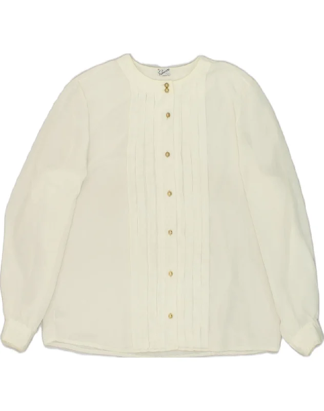 PRIMAVERA FIRENZE Womens Shirt Blouse UK 18 XL White Polyester Fashionable Rounded Short Shirt