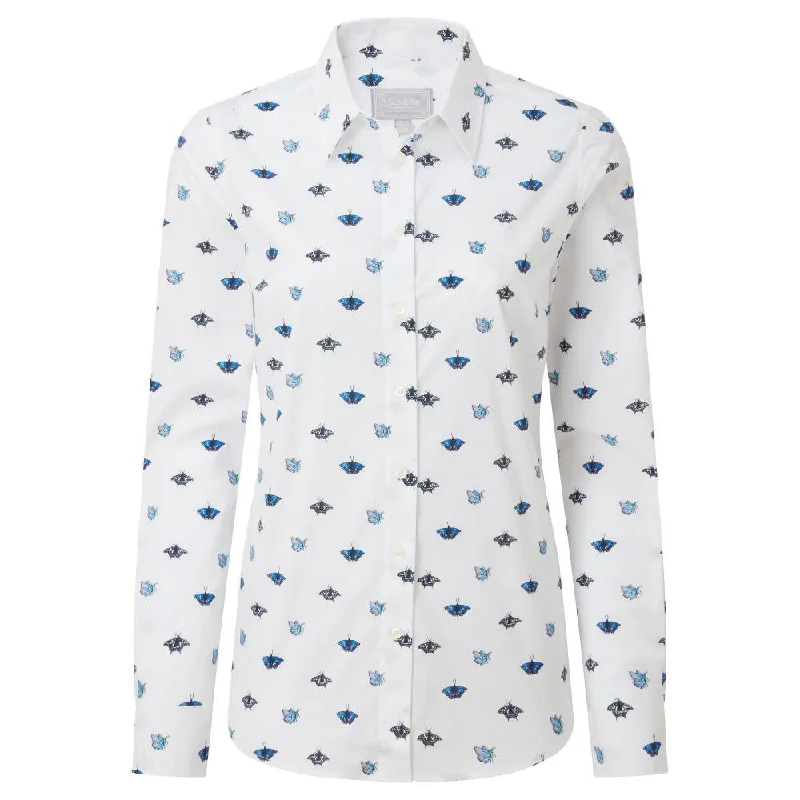 Schoffel Ladies Norfolk Shirt - Butterfly Print Casual Oversized Short Shirt