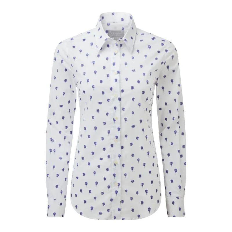 Schoffel Ladies Norfolk Shirt - Pansy Print Soft Cotton Short Shirt