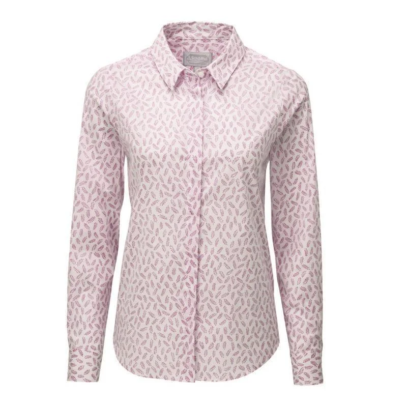 Schoffel Sunningdale Ladies Shirt - Barley Raspberry Fashionable Tied Short Sleeve