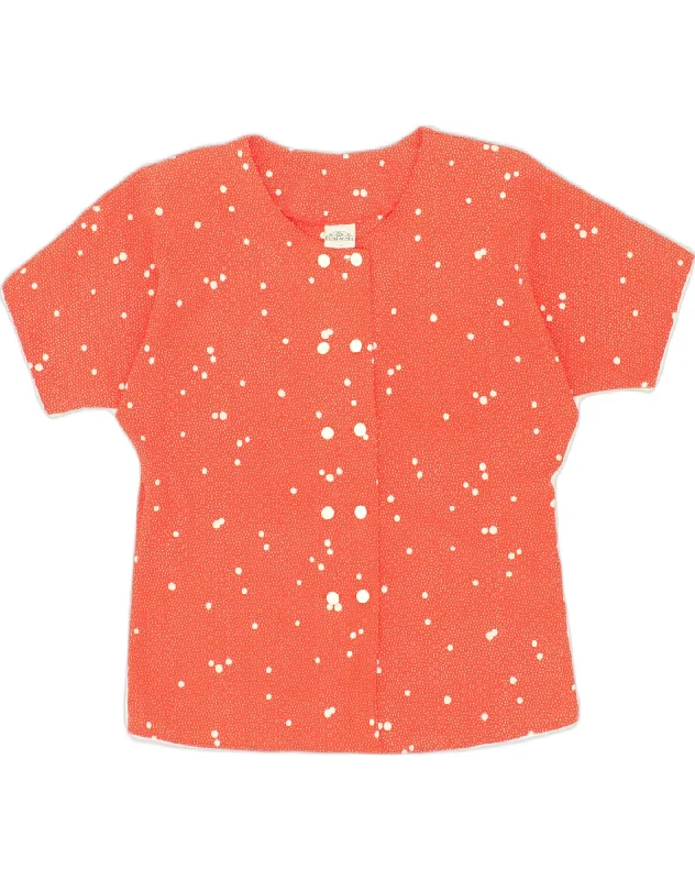 VINTAGE Womens Shirt Blouse EU 38 Medium Red Spotted Polyester Casual Button-Up Short Tee