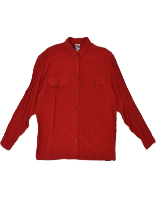 YESSICA Womens Shirt EU 40 Medium Red Cotton Classic Solid Short Shirt