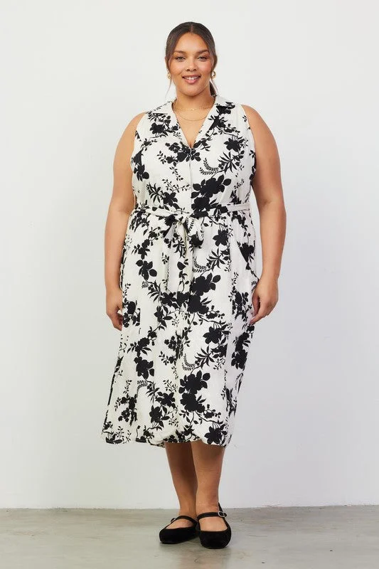 Pure Imagination Curvy Jacquard Print Midi Dress Stylish Color Block Midi Dress