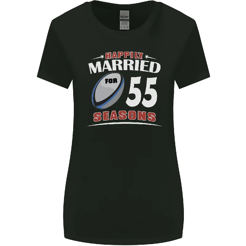 55 Year Wedding Anniversary 55th Rugby Womens Wider Cut T-Shirt Real Fur Shearling Chenille