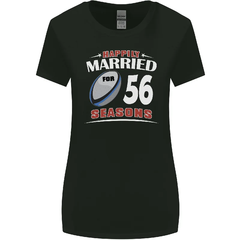 56 Year Wedding Anniversary 56th Rugby Womens Wider Cut T-Shirt Chenille Fabric Brocade Fabric Lace Fabric