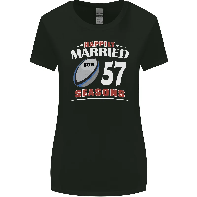 57 Year Wedding Anniversary 57th Rugby Womens Wider Cut T-Shirt Chenille Fabric Brocade Fabric Lace Fabric