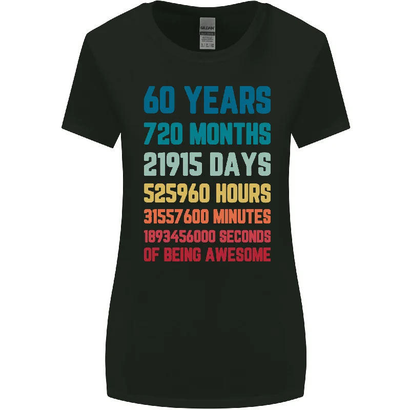 60th Birthday 60 Year Old Womens Wider Cut T-Shirt Spandex Blend Rayon Blend Denim Blend