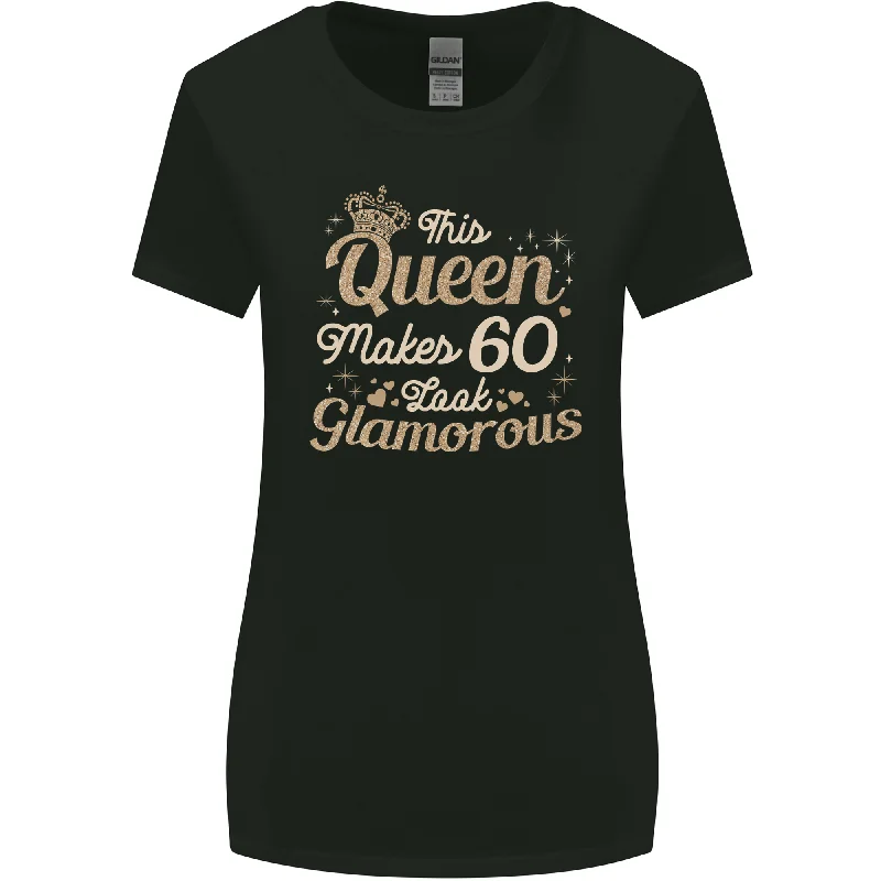 60th Birthday Queen Sixty Years Old 60 Womens Wider Cut T-Shirt Lace Blend Ribbed Blend Corduroy Blend