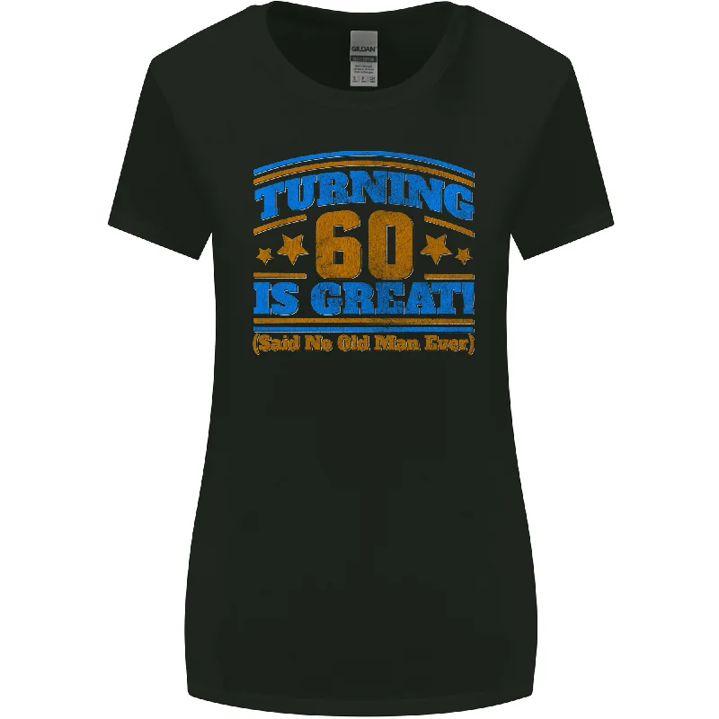 60th Birthday Turning 60 Is Great Year Old Womens Wider Cut T-Shirt Ribbed Striped Patterned