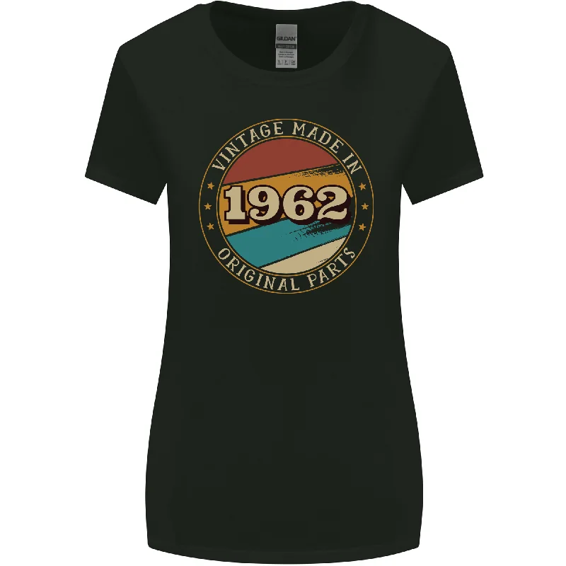 61st Birthday  Vintage Made In 1962 Womens Wider Cut T-Shirt Mesh Blend Leather Blend Suede Blend