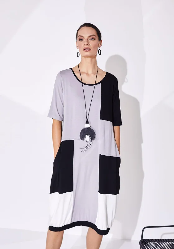 Naya Colour Block Jersey Midi Dress, Multi Fashionable Off-Shoulder Dress Midi