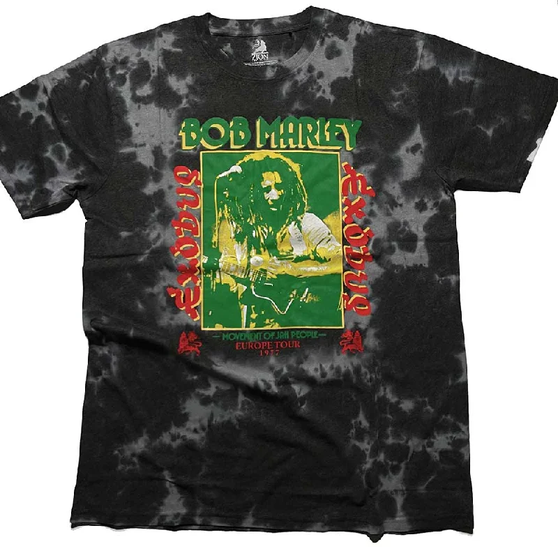 Bob Marley | Official Band T-Shirt | Exodus Tie-Dye (Dye-Wash) Chenille Brocade Lace