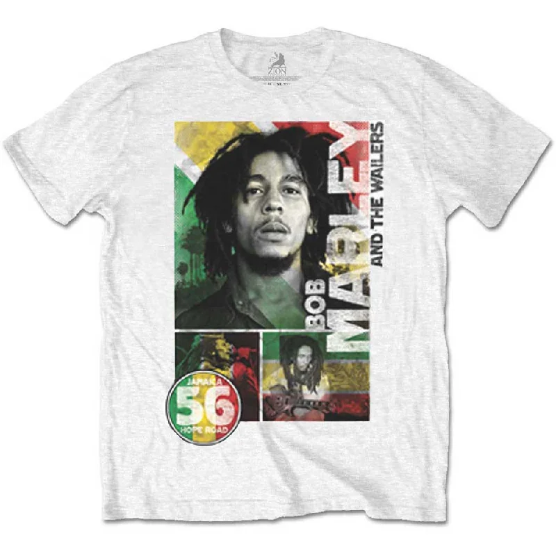 Bob Marley | Official Band T-Shirt | 56 Hope Road Rasta Houndstooth Herringbone Solid