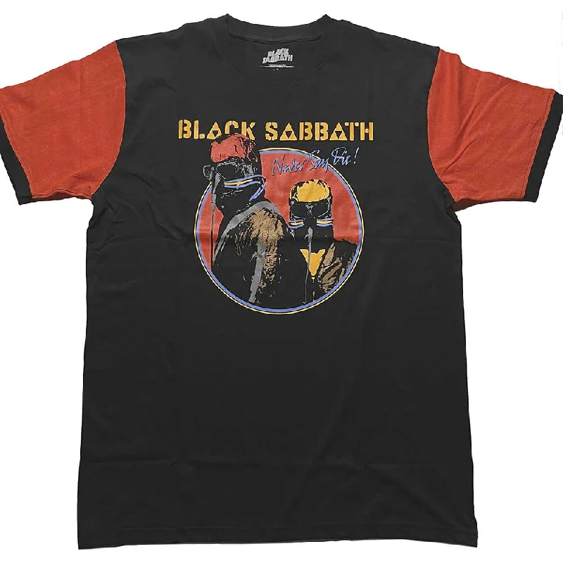 Black Sabbath Unisex Raglan Ringer T-Shirt: Never Say Die Welt Pockets Slit Pockets Flap Pockets