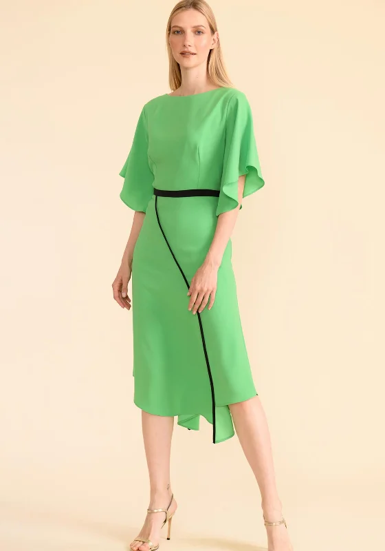 Caroline Kilkenny Camille Floaty Sleeve Contrast Detail Midi Dress, Intense Green Elegant Puff Sleeve Midi Dress