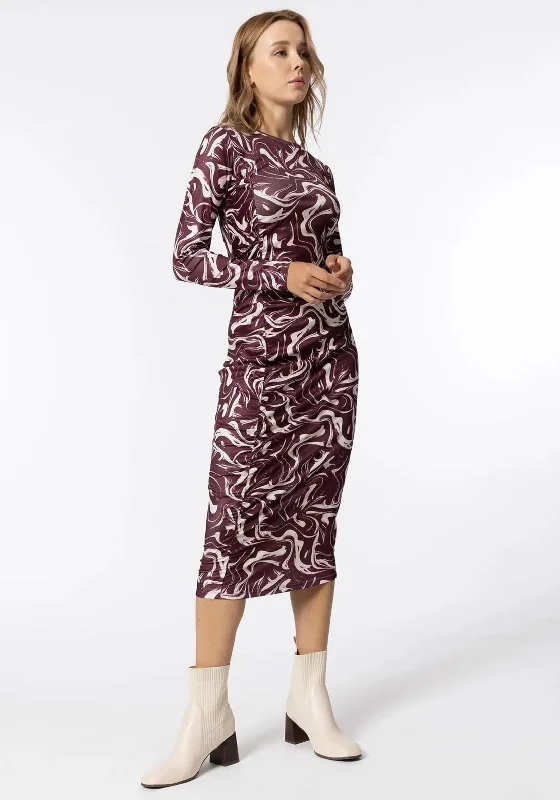 Tiffosi Chive Swirl Print Midi Dress, Wine Cozy Ribbed Knit Midi Dress