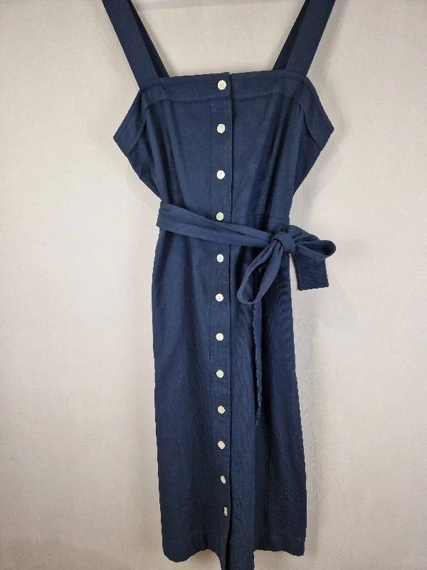 Everlane button down NAVY COTTON midi dress - size 12 ( generous fit ) Trendy Smocked Detail Midi Dress