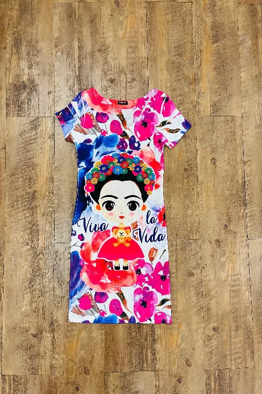 Frida Kahlo Bodycon Mini Dress Viva La Vida Cozy Cotton Mini Dress