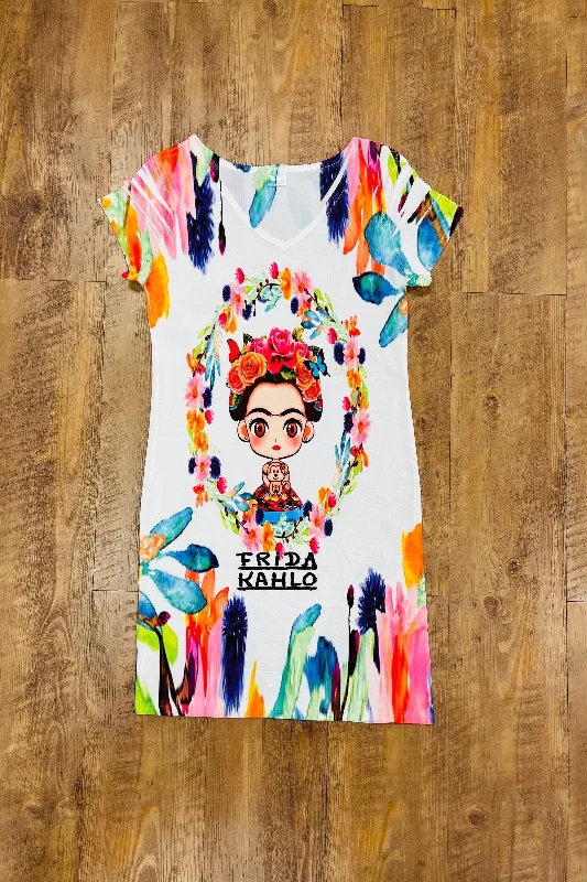 Frida Kahlo Bodycon Mini Dress Feathers Elegant Tulle Mini Dress