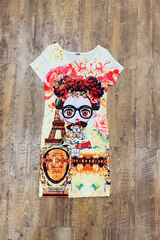 Frida Kahlo Bodycon Mini Dress Paris Comfortable Casual Mini Dress