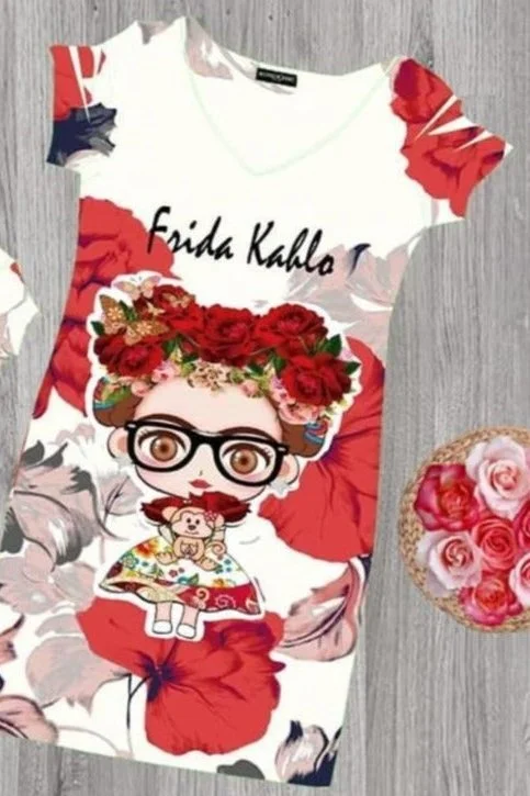 Frida Kahlo Bodycon Mini Dress Rosas Rojas Classic Shift Mini Dress