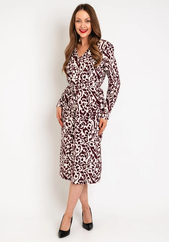 Ichi Tiffo Animal Print Midi Dress, Port Royal Stylish Tiered Midi Dress