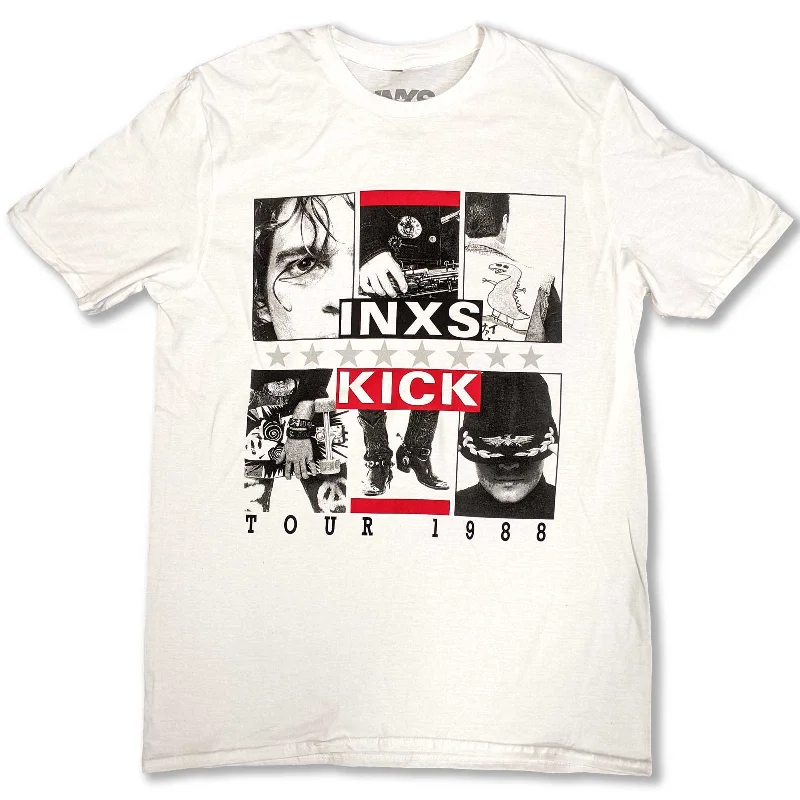 INXS | Official Band T-Shirt | KICK Tour Cotton Fabric Linen Fabric Terry Fabric