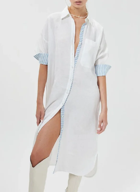 Island Linen Midi Dress Fashionable High-Low Midi Dress