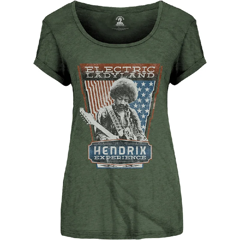 Jimi Hendrix Ladies T-Shirt: Electric Ladyland Chenille Blend Fleece Blend Nylon Blend