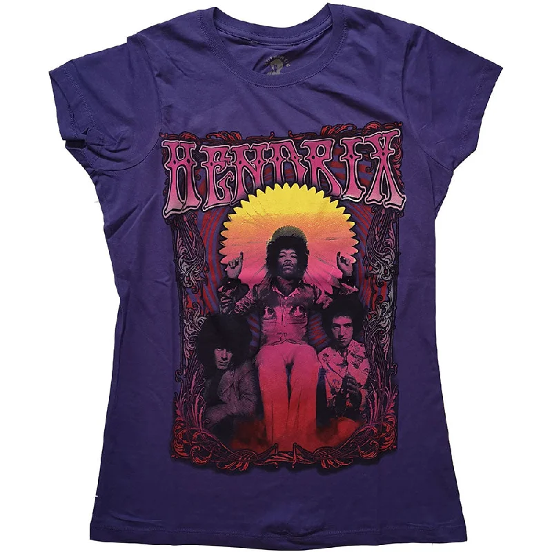 Jimi Hendrix Ladies T-Shirt: Karl Ferris Wheel Lace Blend Ribbed Blend Corduroy Blend