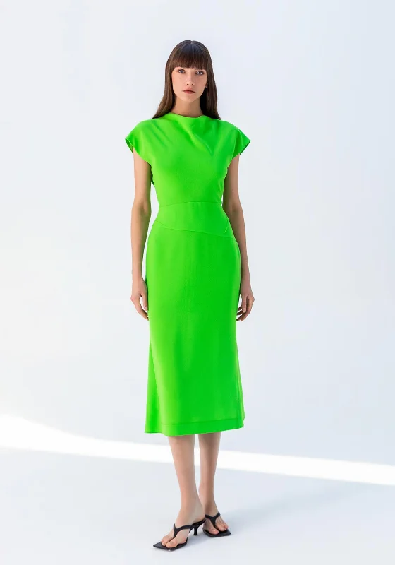 Kameya Cut-Out Back Midi Dress, Green Cozy Ribbed Knit Midi Dress