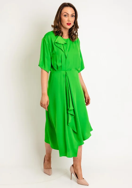 Kate Cooper Frill Detail Angel Hem Midi Dress, Apple Trendy Ruffle Hem Midi Dress