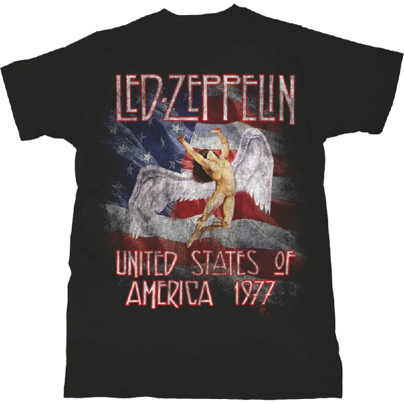 Led Zeppelin | Official Band T-Shirt | Stars N' Stripes USA '77. Handmade Hand-knitted Hand-woven Led Zeppelin | Official Band T-Shirt | Stars N' Stripes USA '77. Handmade Hand-knitted Hand-woven