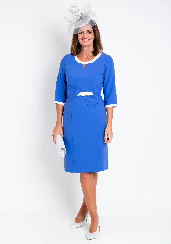 Lizabella Pearl Trim Pencil Midi Dress, Azure Comfortable Wrap Midi Dress