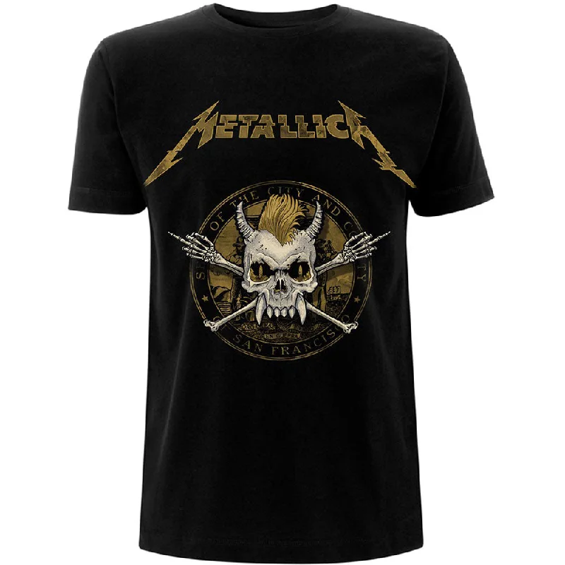 Metallica | Official Band T-Shirt | Scary Guy Seal Spandex Blend Rayon Blend Denim Blend