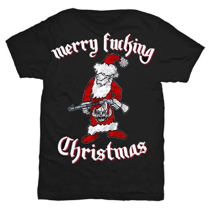 Motorhead | Official Band T-Shirt | Merry Effing Christmas Ribbed Striped Patterned