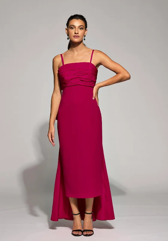 Moskada Cecilia Taffeta Bow Tie Back Midi Dress, Red Fashionable One-Shoulder Midi Dress