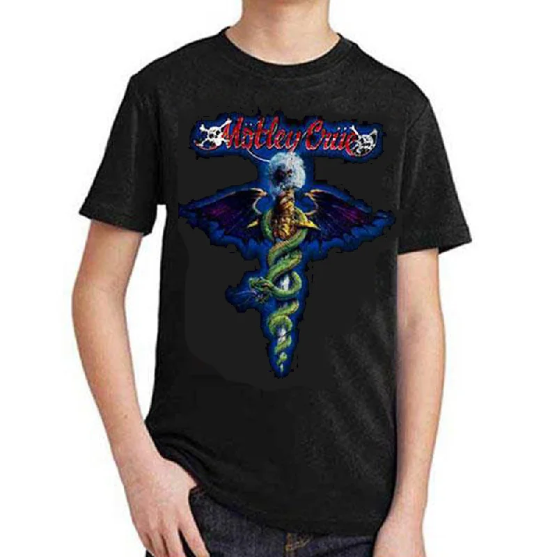 Motley Crue Kids T-Shirt: Blue Dragon Solid Color Striped Floral