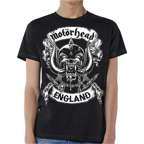 Motorhead | Official Band T-Shirt | Crossed Swords England Crest Asymmetrical Pockets Print