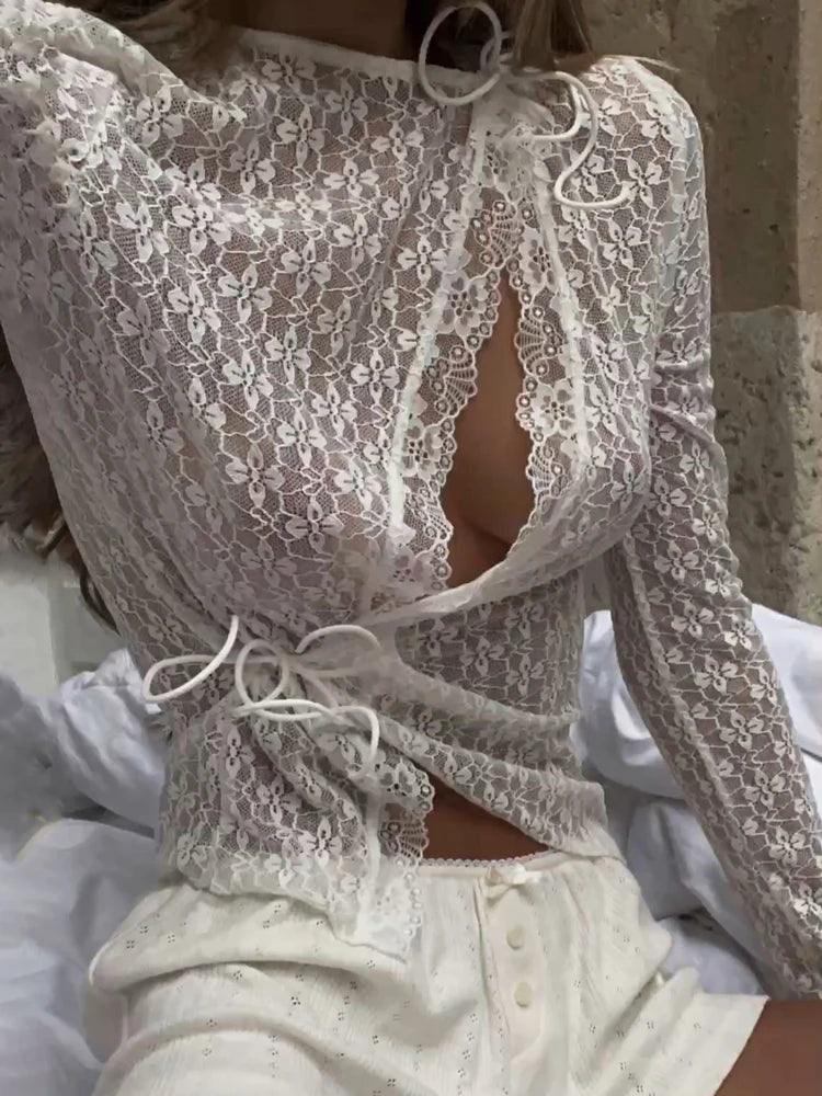 New Long Sleeve Lace HollowSexy Through Slim Fit Hot Girl T-shirt Chenille Fabric Brocade Fabric Lace Fabric New Long Sleeve Lace HollowSexy Through Slim Fit Hot Girl T-shirt Chenille Fabric Brocade Fabric Lace Fabric