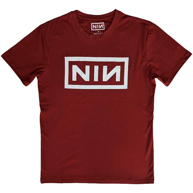 Nine Inch Nails | Official Band T-Shirt | Classic Logo (Burgundy) Knit Fabric Woven Fabric Fleece Fabric