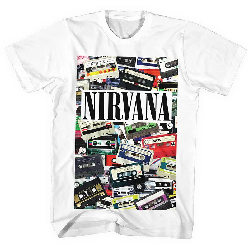 Nirvana | Official Band T-Shirt | Cassettes Knit Fabric Woven Fabric Fleece Fabric