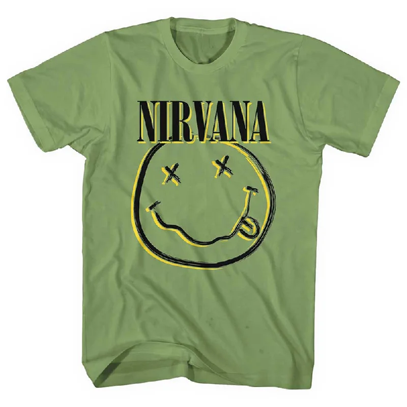 Nirvana | Official Band T-Shirt | Inverse Happy Face Polka Dot Checkered Tartan