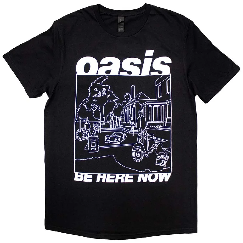 Oasis | Official Band T-Shirt | Be Here Now Line Drawing Nylon Fabric Polyester Fabric Spandex Fabric