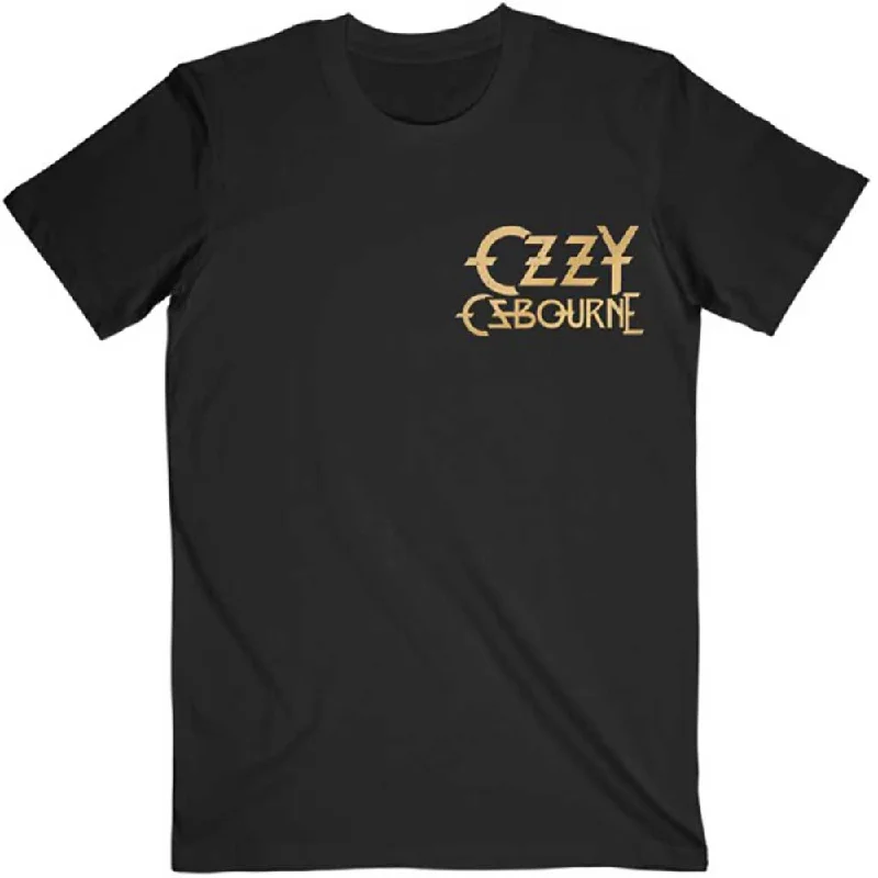 Ozzy Osbourne | Official Band T-Shirt | Patient No. 9 Gold Logo (Back Print) Lace Blend Ribbed Blend Corduroy Blend