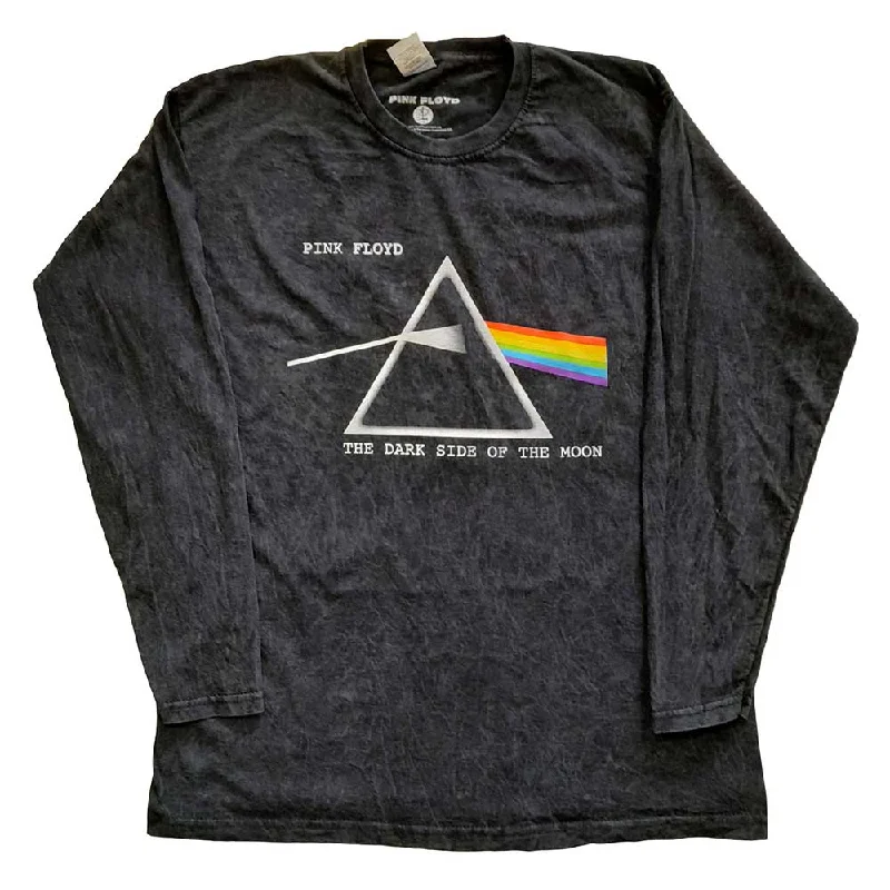 Pink Floyd Unisex Long Sleeved T-Shirt: Dark Side Of The Moon Courier (Dip-Dye) Fleece Nylon Spandex