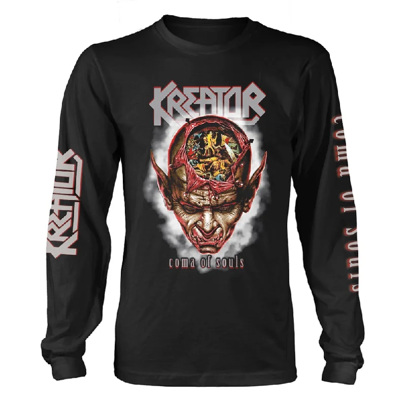 Kreator Unisex Long Sleeved T-shirt: Coma Of Souls Beaded Sequined Faux Fur